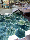 Hexagony duże 13 cm x 14 cm Zatrzymaj Lato zieleń butelkowa