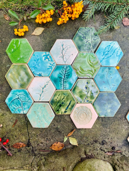 Hexagony małe 8 cm Sample Zielonoturkusowe