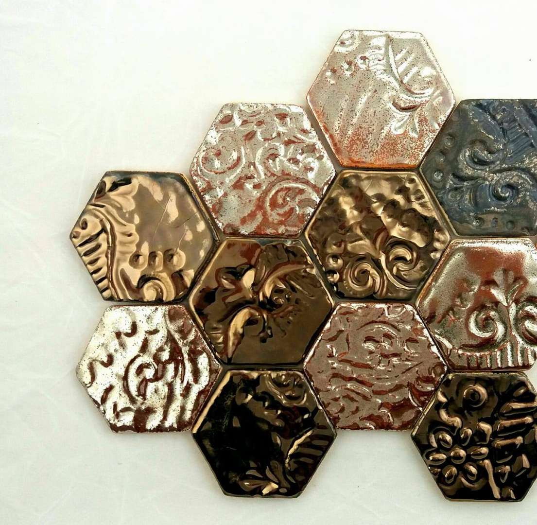 Hexagony małe 8 cm w odcieniach złota